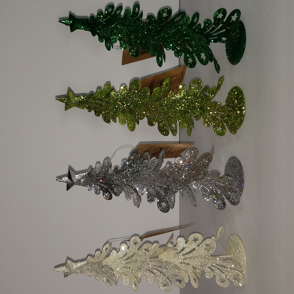 unknown Other - NWT- Set of 4 Glitter Metal Christmas Trees, 7.5" each